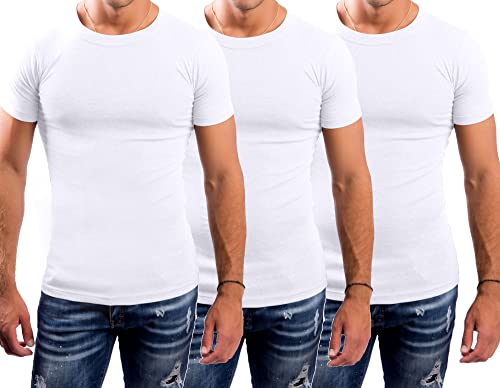 LeeSandro&Sons Unterhemd Herren 3er Pack Weiß Rundhals,T-Shirt Gr.M,Made In EU von LeeSandro&Sons