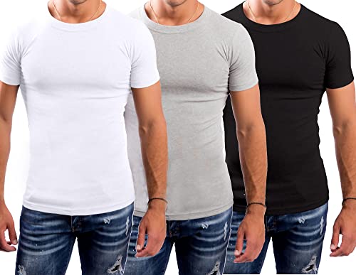 LeeSandro&Sons Unterhemd Herren 3er Pack farbig Rundhals,Tshirt,XXL,Made In EU von LeeSandro&Sons