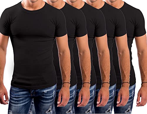 LeeSandro&Sons Unterhemd Herren Schwarz, 5erPack Rundhals Tshirt Gr.S Made In EU von LeeSandro&Sons