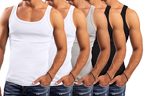 LeeSandro&Sons Unterhemd Herren Mehrfarbig, 5er Pack, Ärmellos Gr.L, Made in EU von LeeSandro&Sons