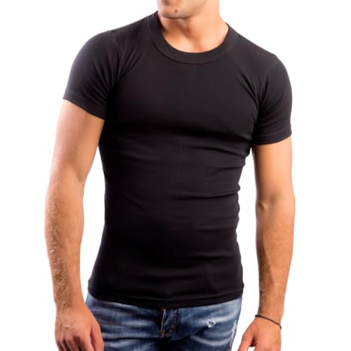 LeeSandro&Sons Unterhemd Herren Schwarz, Rundhals, Tshirt Gr.M, Made In EU von LeeSandro&Sons