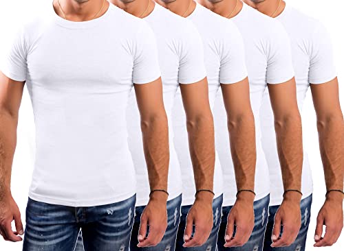 LeeSandro&Sons Unterhemd Herren Weiß, 5er Pack Rundhals Tshirt Gr.L Made In EU von LeeSandro&Sons
