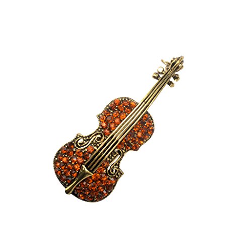 Damen Brosche Vintage Violine Kristall Herbst Kleidung Accessoires Brosche Pin, braun, Einheitsgröße von Leeadwaey