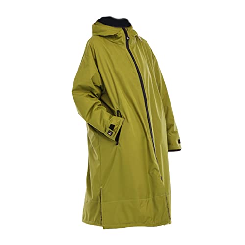 Leeadwaey Wasserdichter Surf Wickelmantel Outdoor Mantel Lammwolle Jacke Kapuzenumhang, Grün Schwarz, L von Leeadwaey