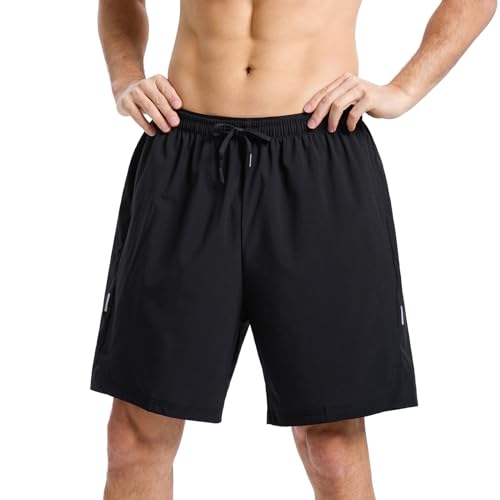 Leeboom Kurze Sporthose Herren Atmungsaktive Laufhose Herren Kurz Schnell Trocknend Trainingshose Laufshorts Jogginghose Outdoor Sporthose mit Reißverschlusstasche von Leeboom