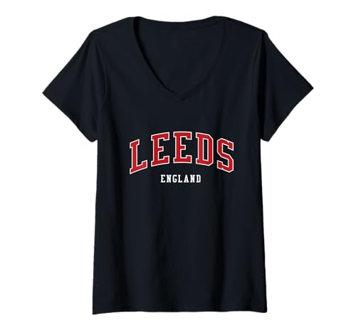 Damen Leeds, England, College-Stil T-Shirt mit V-Ausschnitt Damen Leeds, England, College-Stil T-Shirt mit V-Ausschnitt von Leeds England UK T-Shirts & Sweatshirts