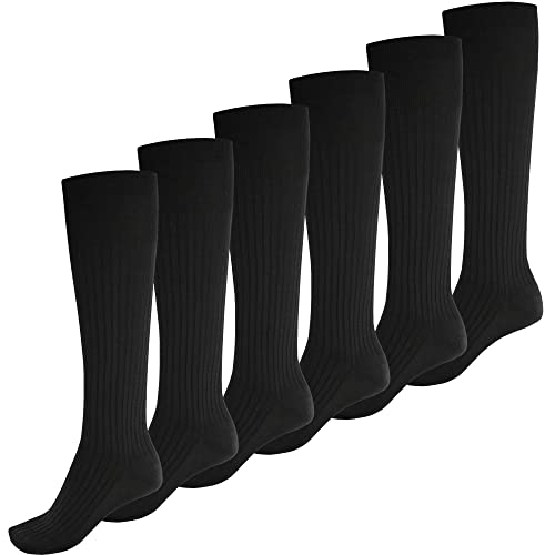 Leedya Lange Herrensocken aus Lisle-Garn,Made In Italy, einfarbig, handgekettelte Spitze und Ferse, verstärkt, Anthrazit, 6 Paar Packung (39/42, Anthrazitgrau) von Leedya