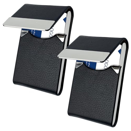 RFID-blockierende Geldbörse Kartenhalter – minimalistisches Leder Business Kreditkartenetui, SK-Schwarz X2, Small, Classic von Leehoom