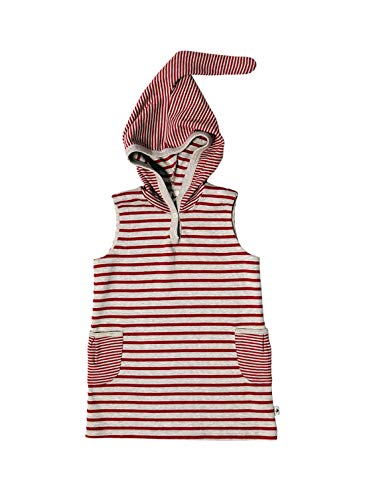 Leela Cotton Baby Kinder Tunika mit Spitz Kapuze Bio-Baumwolle Kapuzenkleid Mädchen (116, Ziegelrot/Beige Melange) von Leela Cotton