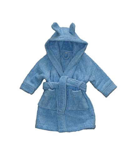 Leela Cotton Baby Kinder Bademantel Bio-Baumwolle mit Kapuze Frottee (98/104, blau) von Leela Cotton