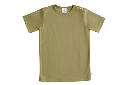 Leela Cotton Baby Kinder Kurzarm T-Shirt Bio-Baumwolle GOTS Shirt Jungen Mädchen Gr. 50 bis 128 (74/80, Oliv) von Leela Cotton