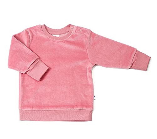 Leela Cotton Baby Kinder Nicky Sweatshirt Bio-Baumwolle 6 Farben Wählbar Jungen Mädchen Langarmshirt T-Shirt Gr. 62/68 bis 116 (116, Altrosa) von Leela Cotton