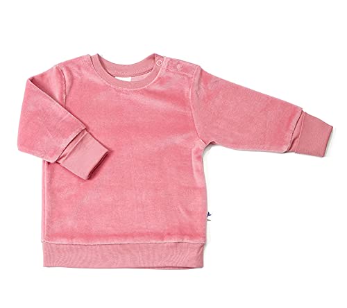 Leela Cotton Baby Kinder Nicky Sweatshirt Bio-Baumwolle 6 Farben Wählbar Jungen Mädchen Langarmshirt T-Shirt Gr. 62/68 bis 116 (86-92, Altrosa) von Leela Cotton