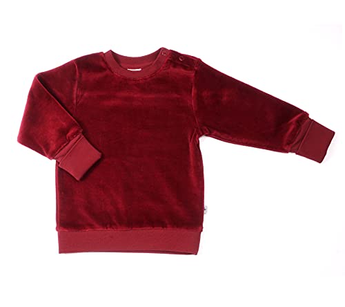 Leela Cotton Baby Kinder Nicky Sweatshirt Bio-Baumwolle 6 Farben Wählbar Jungen Mädchen Langarmshirt T-Shirt Gr. 62/68 bis 116 (98-104, Bordeaux) von Leela Cotton