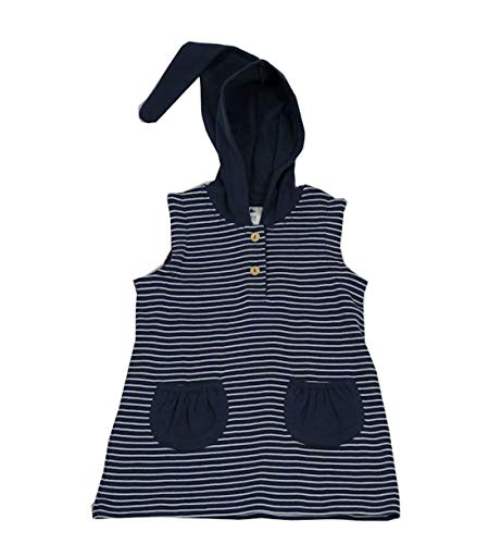 Leela Cotton Baby Kinder Tunika mit Spitz Kapuze Bio-Baumwolle Kapuzenkleid Mädchen (128, naturweiß/Indigo) von Leela Cotton