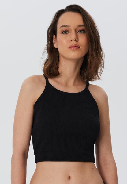 Leela Cotton Nachhaltiges Damen Ripp Crop Top – 100% Bio-Baumwolle, Spaghettitop locker, umweltfreundlich, Crop Sports T-Shirt, Tanktop von Leela Cotton