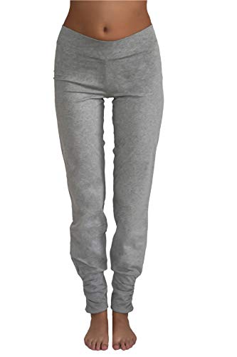 Damen Yogahose Hose Bio-Baumwolle Freizeithose Sporthose Pilates (L, hellgrau) von Leela Cotton