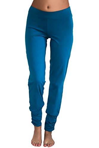 Damen Yogahose Hose Bio-Baumwolle Freizeithose Sporthose Pilates (L, Petrol) von Leela Cotton