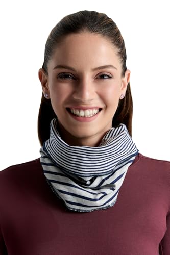 Leela Cotton Damen Herren Wende Loop Schal Bio Baumwolle Unisex (Marineblau-Beige) von Leela Cotton