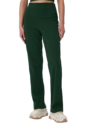 Leela Cotton Damen Hose Bio-Baumwolle Ripp Jersey Schlafhose Freizeithose Zertifiziert (as3, alpha, l, regular, regular, Tannennadel) von Leela Cotton