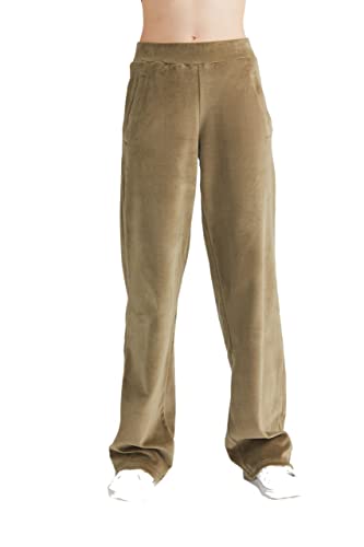 Leela Cotton Damen Nicky Hose Bio-Baumwolle Pyjamahose Wohlfuehlhose Freizeithose Schlafanzughosen1464 (Oliv-grün, L) von Leela Cotton