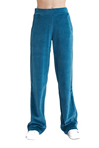 Leela Cotton Damen Nicky Hose Bio-Baumwolle Pyjamahose Wohlfuehlhose Freizeithose Schlafanzughosen1464 (donaublau, S) von Leela Cotton