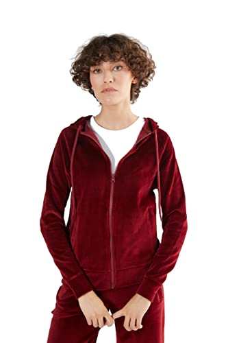 Leela Cotton Damen Nicky Kapuzenjacke Bio-Baumwolle Jacke Hoodie Kapuzenpullover1271 (L, Bordeaux) von Leela Cotton