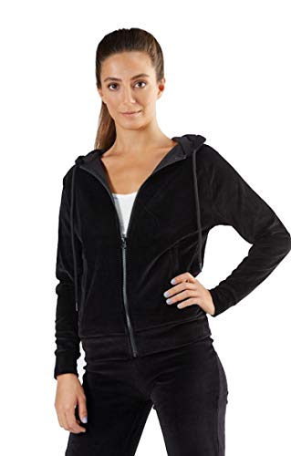 Leela Cotton Damen Nicky Kapuzenjacke Bio-Baumwolle Jacke Hoodie Kapuzenpullover1271 (S, Schwarz) von Leela Cotton