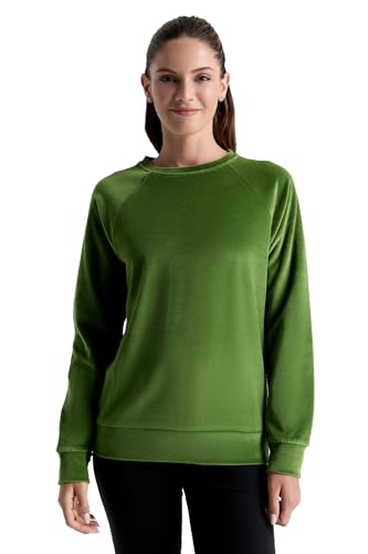 Leela Cotton Damen Nickysweatshirt Bio-Baumwolle Pullover Sweatshirt (DE/NL/SE/PL, Alphanumerisch, M, Regular, Regular, Waldgrün) von Leela Cotton