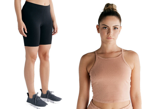 Leela Cotton Damen Set Crop Tops und Radlerhose Short Bio-Baumwolle mit integriertem Bustier von Leela Cotton