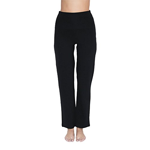 Leela Cotton Damen Yoga-Hose Bio-Baumwolle/Elasthan, Schwarz, Gr. M von Leela Cotton