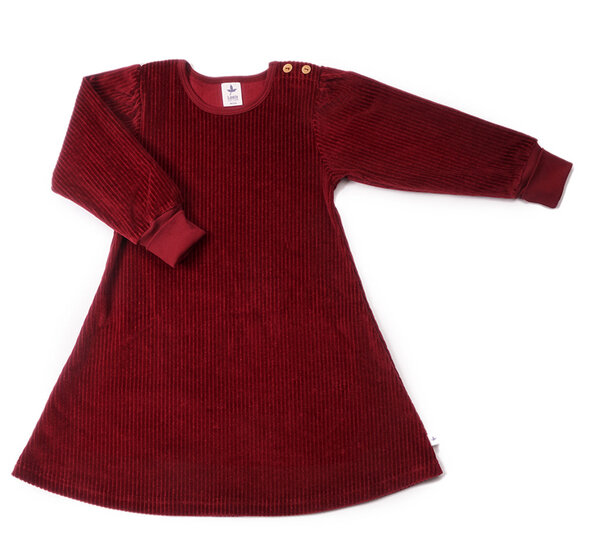 Leela Cotton Nachhaltiges Kinder Langarmkleid aus Cordstoff – 100% Bio Baumwolle Langarm-Kleid für Mädchen, Strickkleid mit Rundhalsausschnitt von Leela Cotton