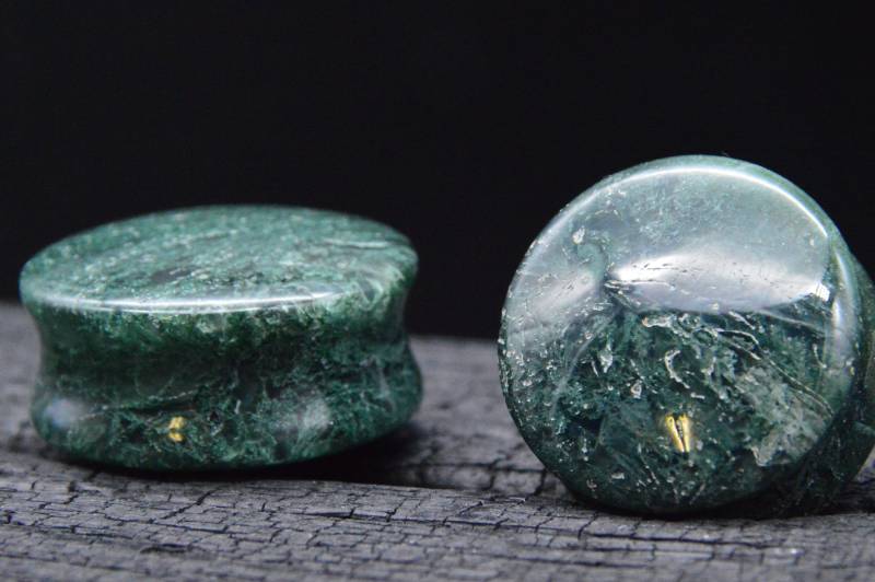 1x Plug Aus Moos Agate - J1 von LeelaArtandJewellery