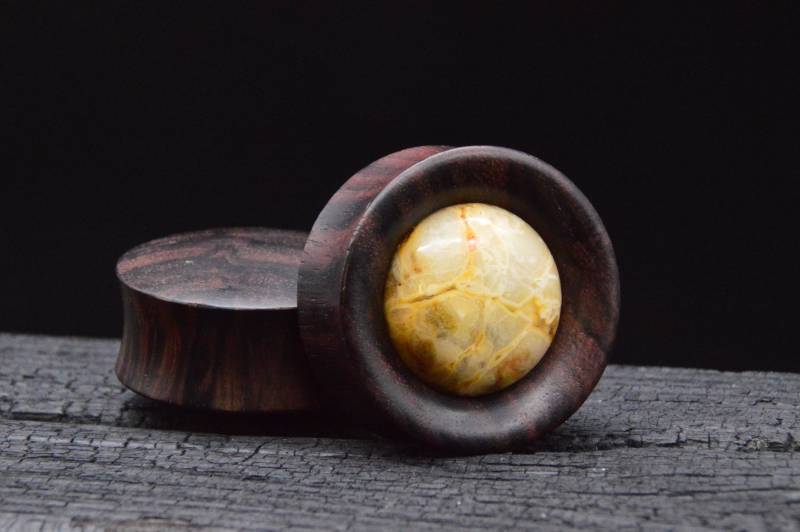 1x Plug Narra Wood Agate 28-42mm - F1 1x Plug Narra Wood Agate 28-42mm - F1 von LeelaArtandJewellery