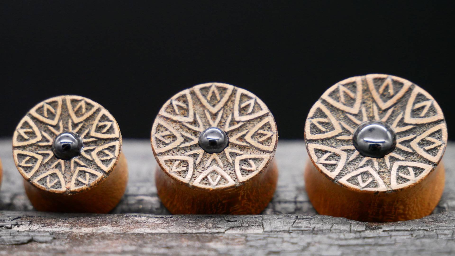 1x Plug Teakholz Onyx 10-25mm - F1 von LeelaArtandJewellery