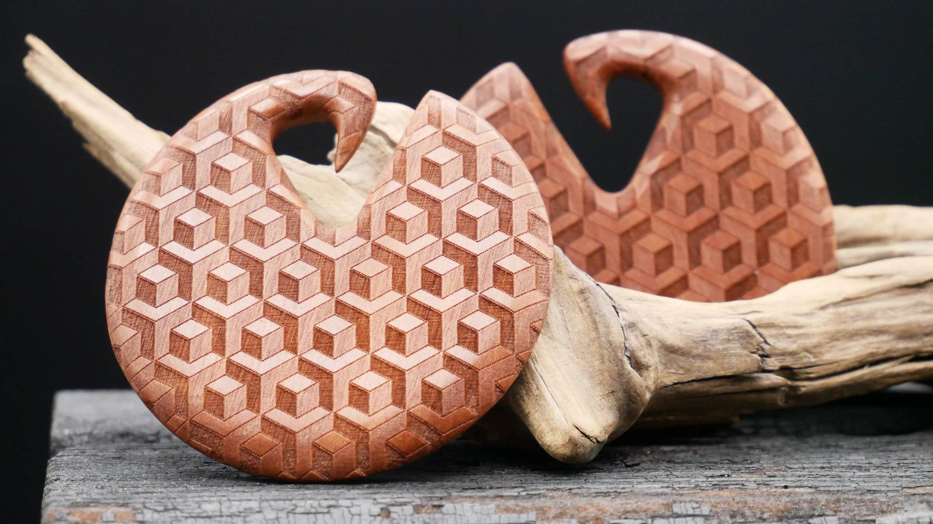 3D Ohrgewicht Aus Holz - Gg-7 von LeelaArtandJewellery