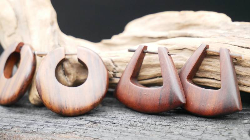 Ohrringe Aus Holz Handarbeit - Ii-8 von LeelaArtandJewellery
