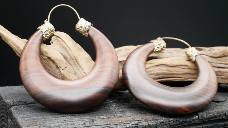 Ohrringe Aus Holz Und Messing - Ii-7 von LeelaArtandJewellery