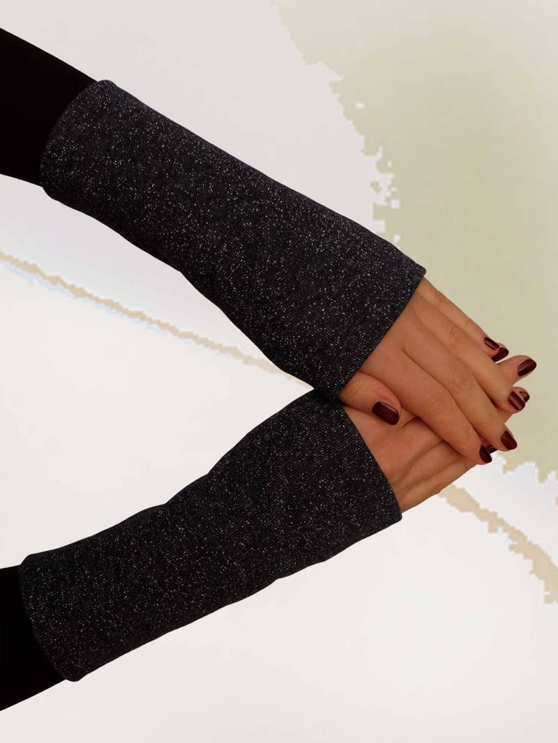 Glitzer Stulpen, Armstulpen Dunkelblau, Pulswärmer Festlich, Geschenke Für Frauen. 1 Paar Stulpen Mit Eingewebten Silberfäden, Innen Weich von LeelawadeeDesign