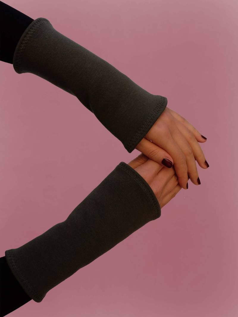 Khaki Armstulpen Mit Flauschiger Fleece-Innenseite Doppelseitiger Stoff. Geschenkideen Für Frauen. 1 Paar Warme Stulpen Arme Und Hände von LeelawadeeDesign