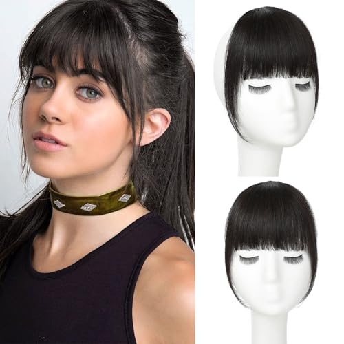 Clip-On Pony, 100 % Echthaar, Pony, falscher Pony, Clip für Frauen, natürlicher schwarzer französischer Pony, Clip-in-Haarverlängerung für den täglichen Gebrauch (natürliches Schwarz, französischer Clip-On Pony, 100 % Echthaar, Pony, falscher Pony, Clip für Frauen, natürlicher schwarzer französischer Pony, Clip-in-Haarverlängerung für den täglichen Gebrauch (natürliches Schwarz, französischer von Leelebamo