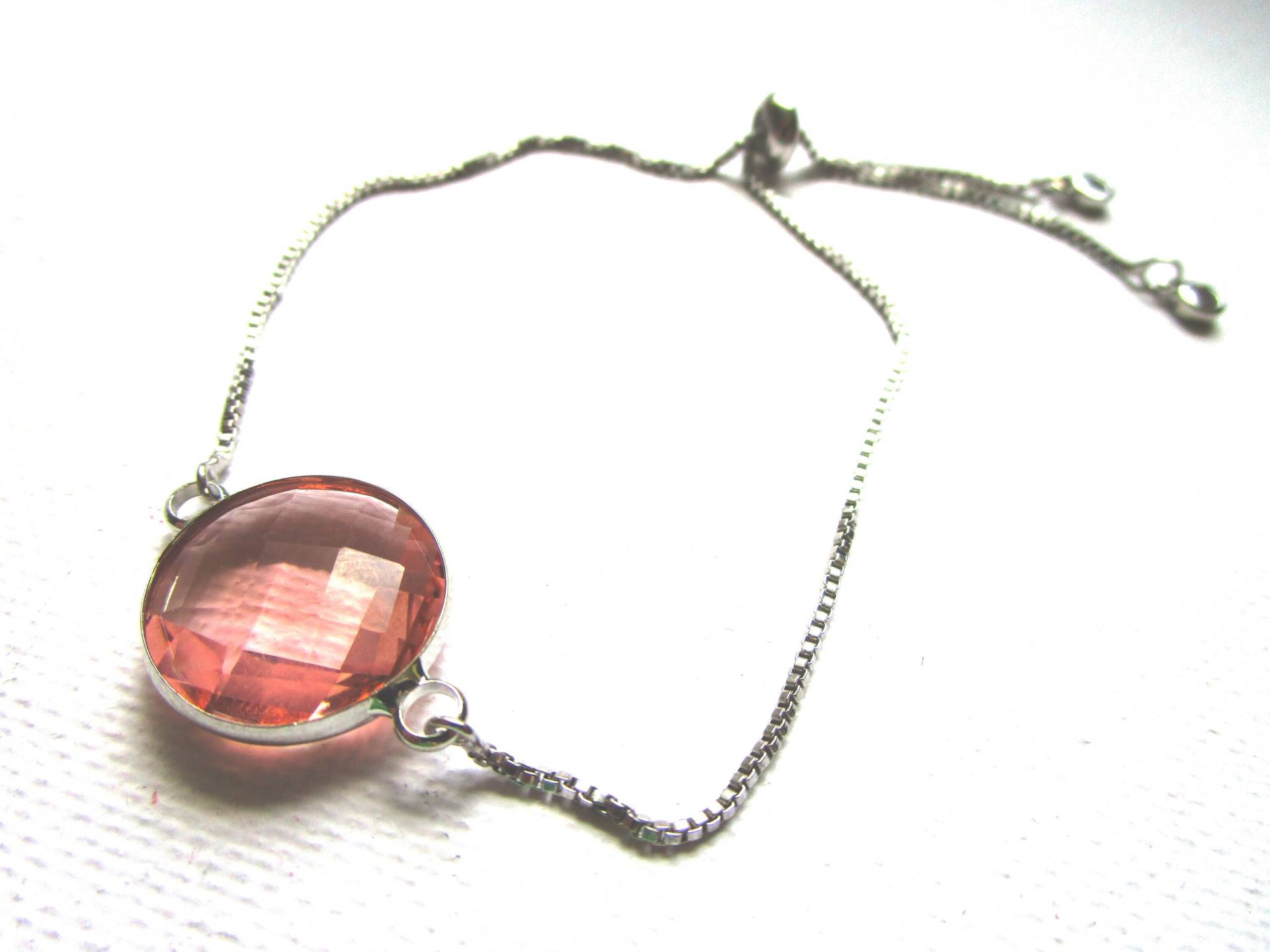 Silberfarben Rosa Klarglas Charm Kettenarmband - Silber Glascharme Runder Charme Silberkette Silberne Verstellbare Armbänder Silberfarben Rosa Klarglas Charm Kettenarmband - Silber Glascharme Runder Charme Silberkette Silberne Verstellbare Armbänder von LeeliaSupplyVintage
