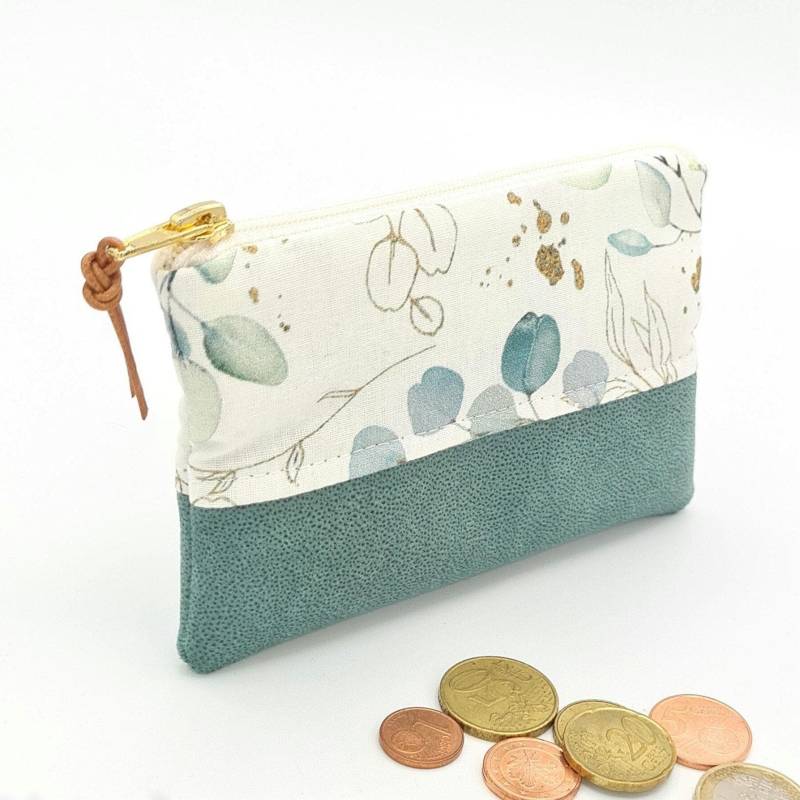 Kleine Geldbörse Portemonnaie Kartensteckfach Eukalyptus Kunstleder von LeeneNaeht