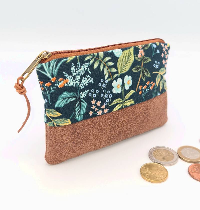 Mini Geldbörse Handgefertigt Mit Kartensteckfach Portemonnaie Blumen von LeeneNaeht
