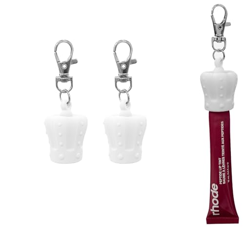2 x Schlüsselanhänger für Lipgloss, Sommerfreitage, Lippenbalsam-Halter, Schlüsselanhänger, tragbares Lipgloss-Etui für Frauen und Mütter, weiß, M 2 x Schlüsselanhänger für Lipgloss, Sommerfreitage, Lippenbalsam-Halter, Schlüsselanhänger, tragbares Lipgloss-Etui für Frauen und Mütter, weiß, M von Leeneen