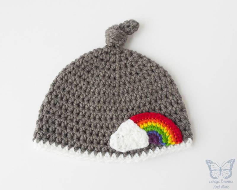 Regenbogen Babymütze in Jeder Größe Und Farbe/Crochet Rainbow Beanie Geknotete von LeenysBeaniesAndMore