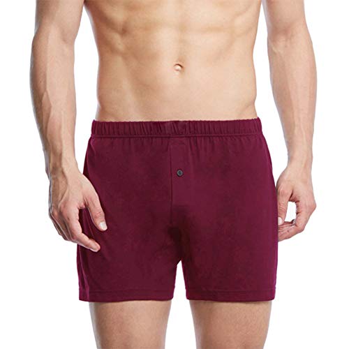 LeerKing Herren Boxershorts locker Unterhosen luftige Herren Unterwäsche mit Knopf 2er-Pack Weinrot von LeerKing