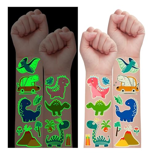 Leesgel 30 Blätter Dinosaurier Kindertattoos Jungen Leucht Dino Tattoo Kinder Tattoo Jungen Aufkleber Kinder Sticker Dinosaurier Spielzeug Dino Geburtstag Deko Mitgebsel Kindergeburtstag Gastgeschenke von Leesgel