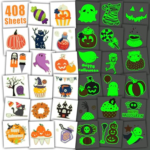 Leesgel Halloween Leuchtende Tattoos Kinder Wasserdichte,408 Blätter Einzeln Verpackt Halloween Tattoos Kinder,Halloween Temporäre Tattoos für Halloween Cosplay Karneval Party Mitgebsel Leesgel Halloween Leuchtende Tattoos Kinder Wasserdichte,408 Blätter Einzeln Verpackt Halloween Tattoos Kinder,Halloween Temporäre Tattoos für Halloween Cosplay Karneval Party Mitgebsel von Leesgel