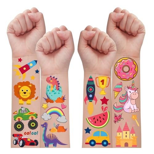 Leesgel Tattoo Kinder, 120 Stück Kinder Tattoo für Gastgeschenk Kindergeburtstag, Kindertattoos Hautfreundlich Aufkleber für Party Mitgebsel Kindergeburtstag Gadgets von Leesgel